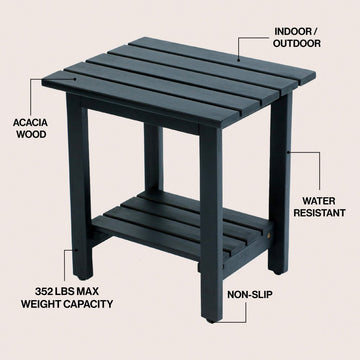Kellie 16.1" Cottage Classic Slatted Solid Acacia Wood Indoor/Outdoor Shower Bench with Shelf